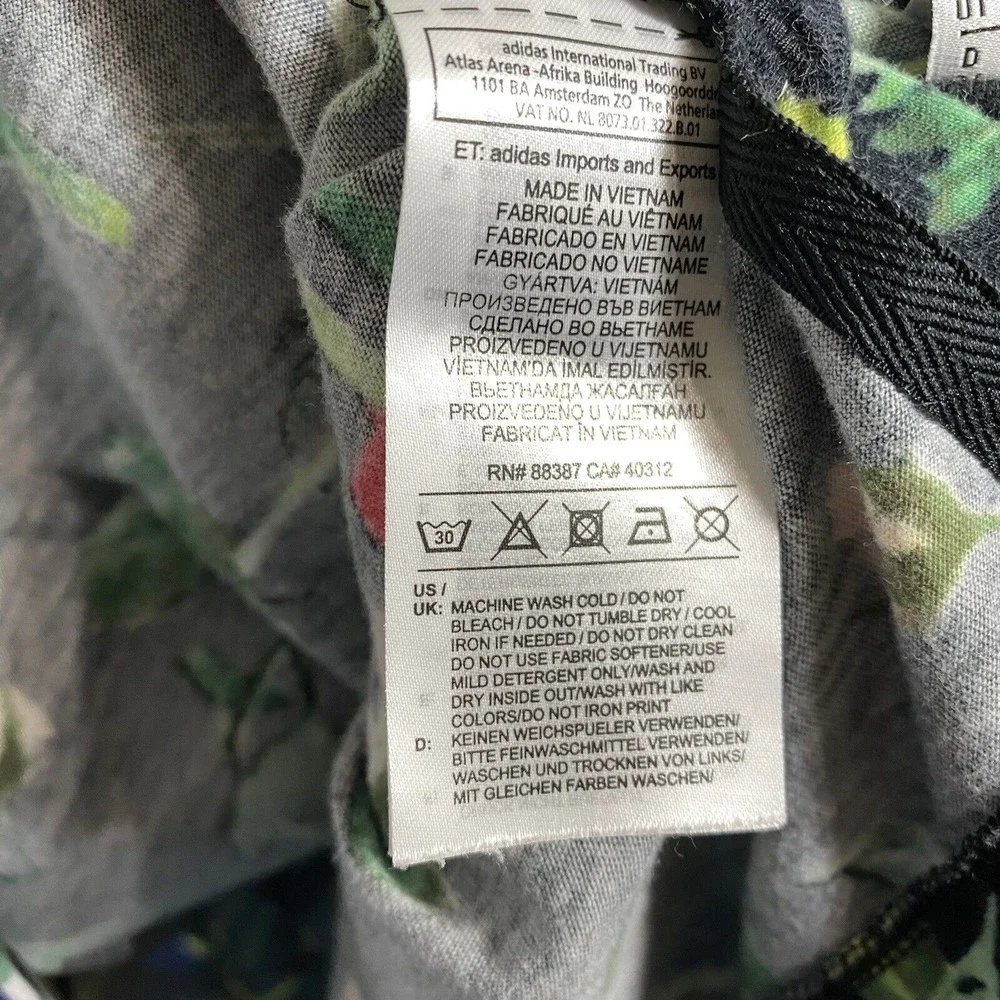 Adidas Womens Shirt Size Small Floral Cropped Black Flawed - Picture 7 of 7